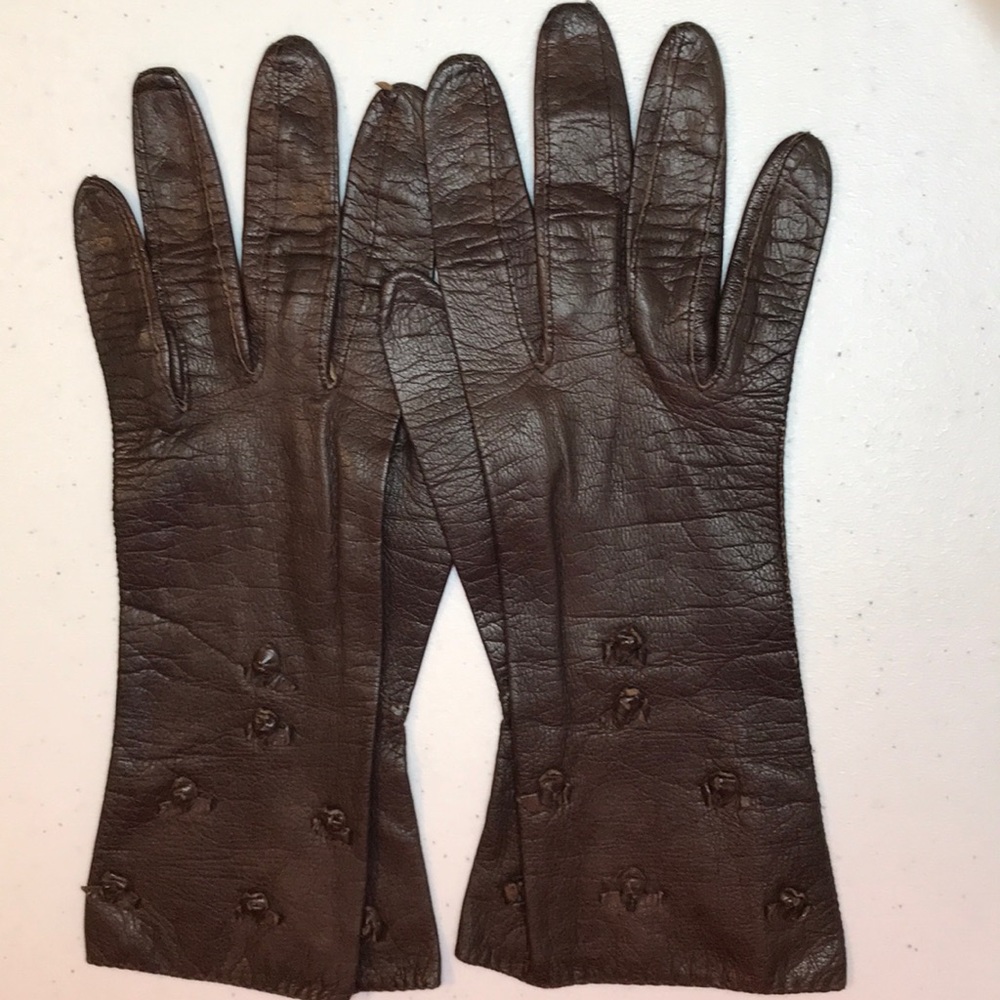 Vintage Aris of Paris brown leather gloves